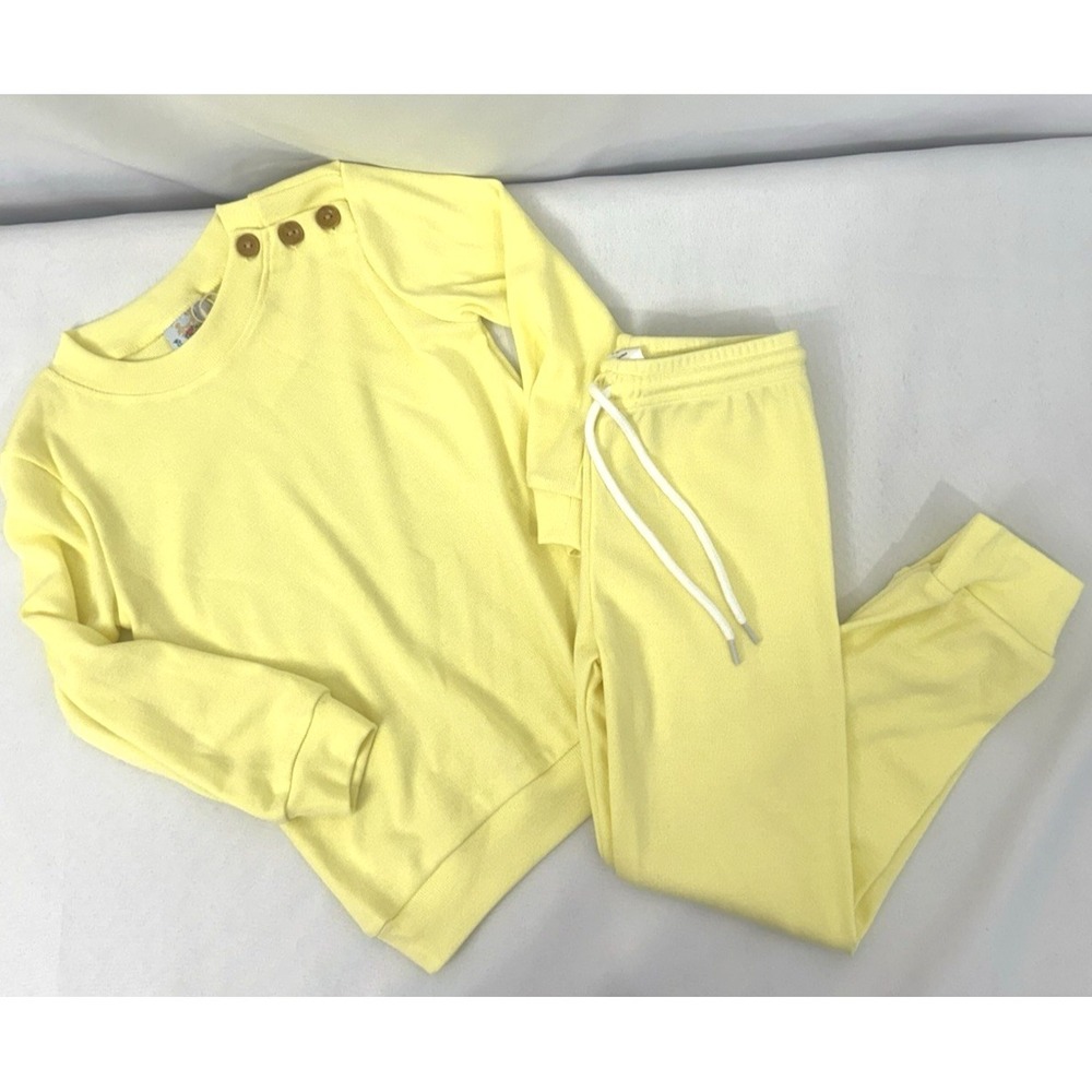 NWT Busy Bees Smocks Comfy Cozy Yellow Jogger Set Girls Size 5